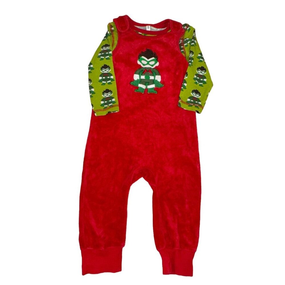 Maxomorra Super Boy Velour Dungaree And Bodysuit Size 86/92 18-24 Months